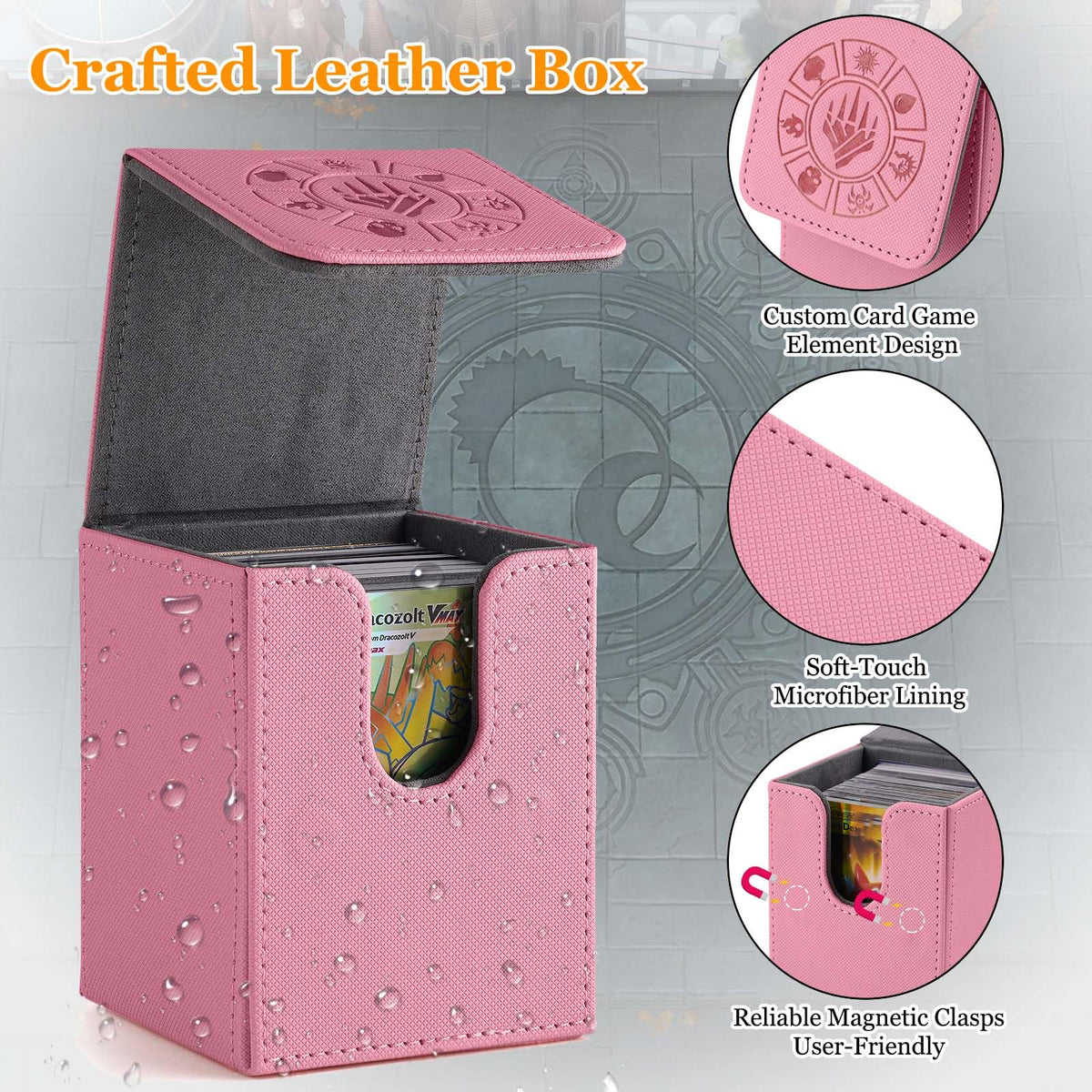 Arkeiliy Pink Deck Box: 110+ Card Storage, 50 Sleeves, Magnetic Closure for MTG & Commander