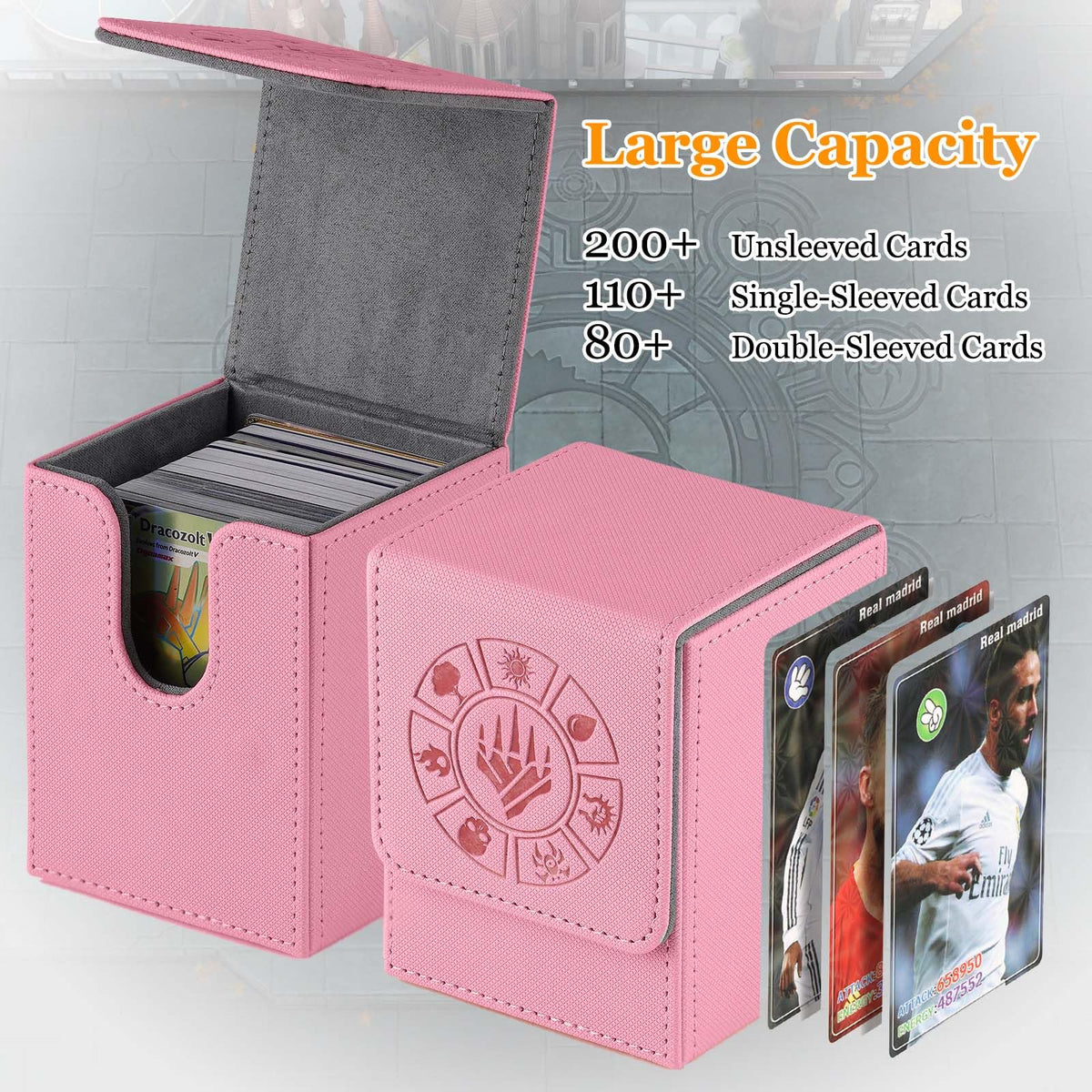 Arkeiliy Pink Deck Box: 110+ Card Storage, 50 Sleeves, Magnetic Closure for MTG & Commander