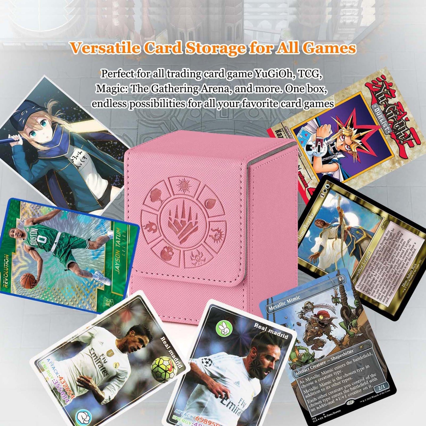 Arkeiliy Pink Deck Box: 110+ Card Storage, 50 Sleeves, Magnetic Closure for MTG & Commander