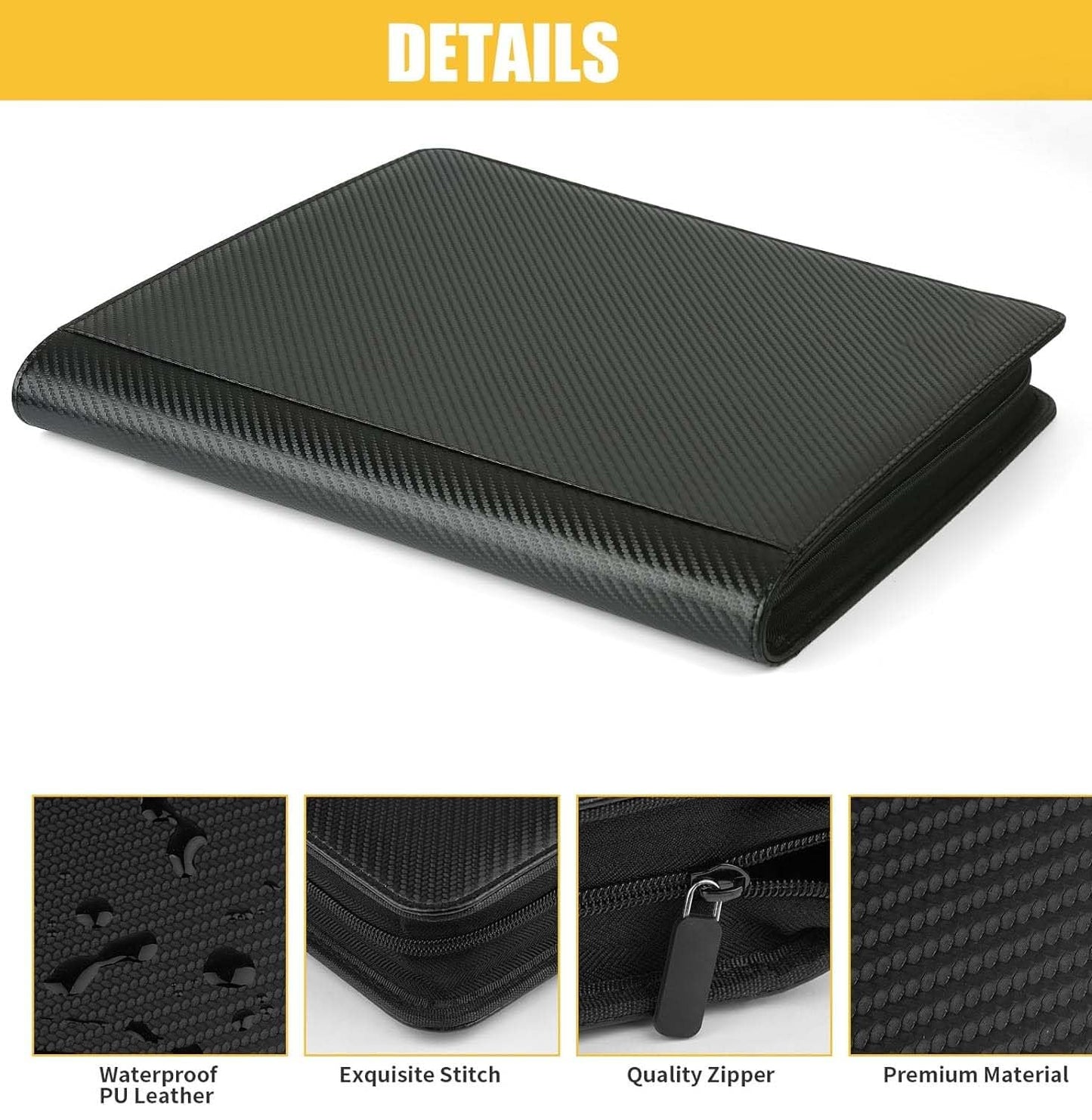 Arkeiliy Premium Ringless Trading Card Binder — 1024 Capacity, 16 Pockets/Page, Archival Protection (Black II)