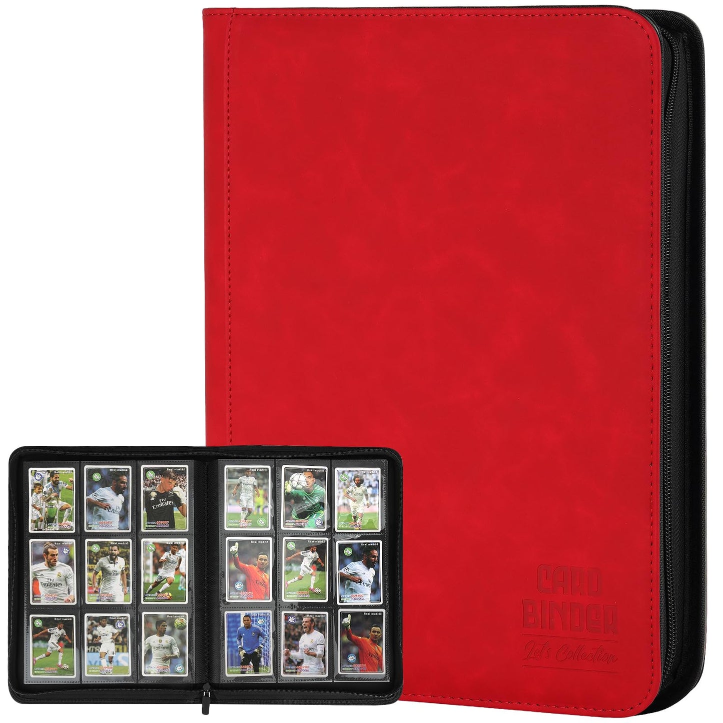 Arkeiliy Trading Card Binder - Premium 9-Pocket, Double-Sided, 540-Card Capacity, PU Leather, Red