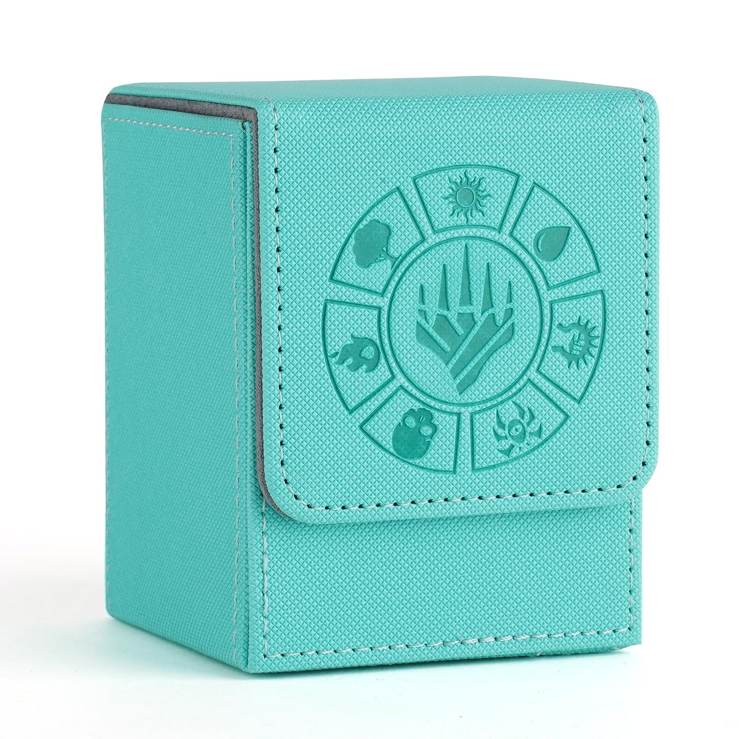 Arkeiliy Card Deck Box – 110+ Card Storage MTG Box with 50 Sleeves (Turquoise)