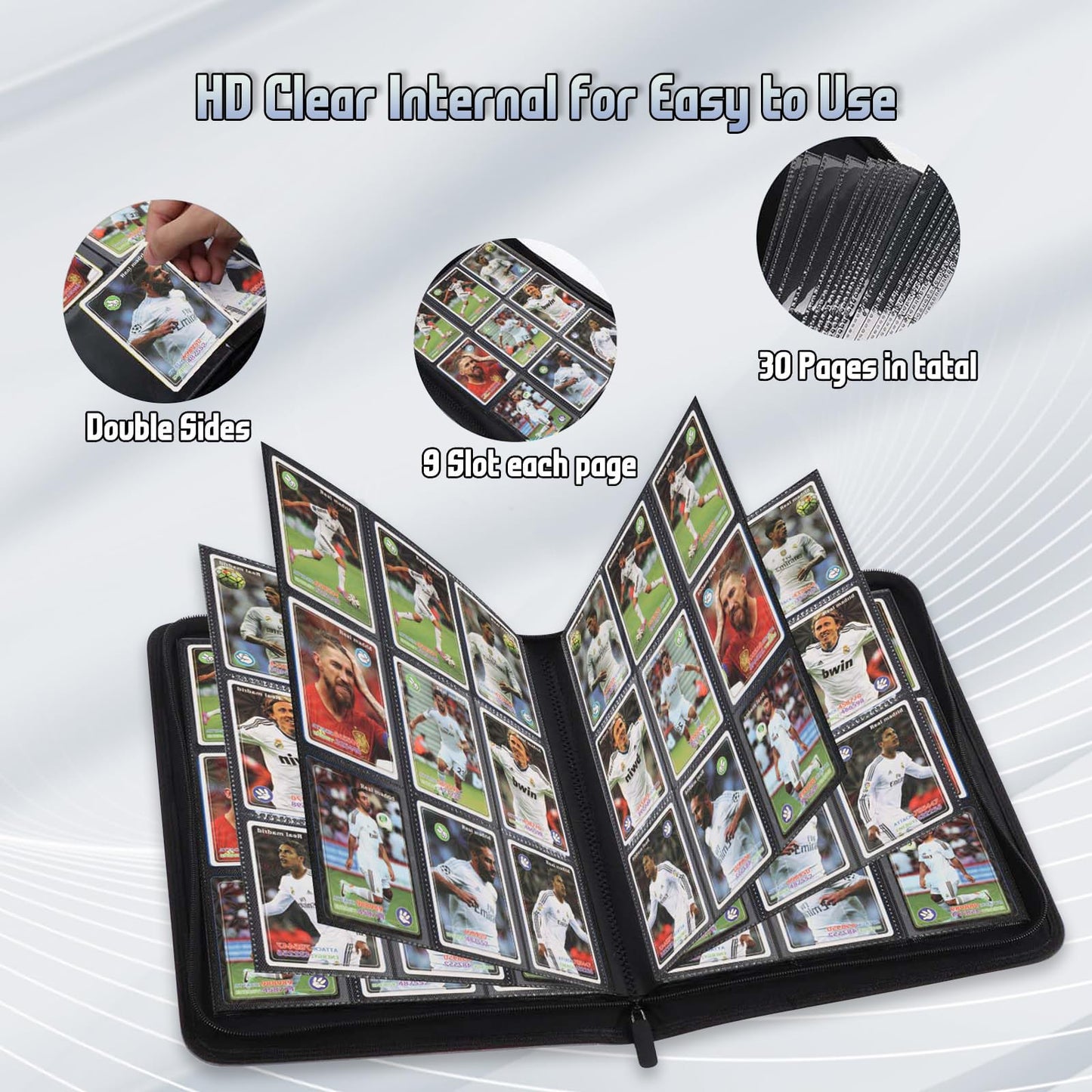 Arkeiliy Trading Card Binder - Premium 9-Pocket, Double-Sided, 540-Card Capacity, PU Leather, Red
