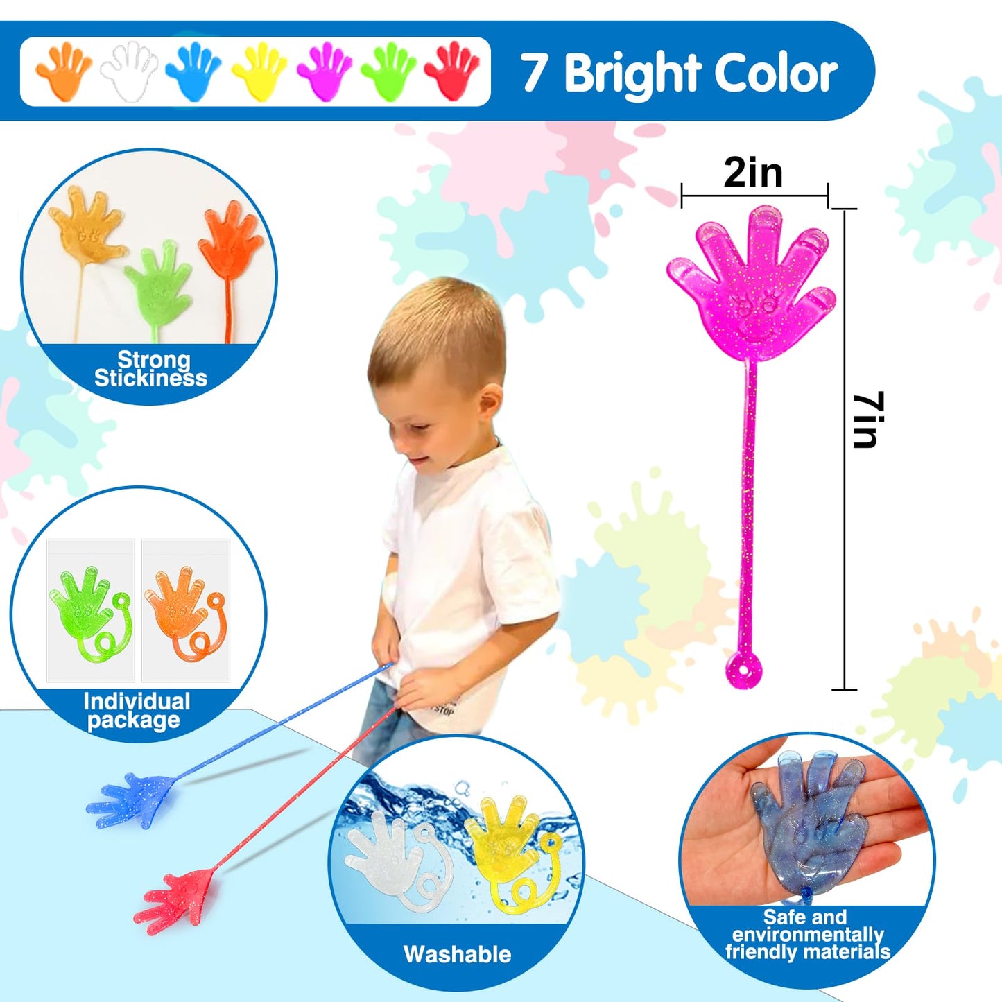 Armaytoy Glow-in-the-Dark Glitter Sticky Hands – 20 Pack Party Favors & Prizes