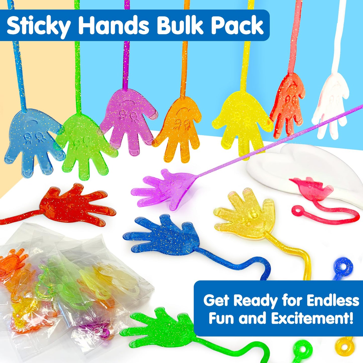 Armaytoy Glow-in-the-Dark Glitter Sticky Hands – 20 Pack Party Favors & Prizes
