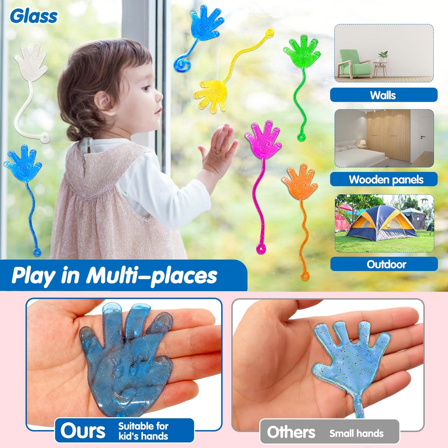 Armaytoy Glow-in-the-Dark Glitter Sticky Hands – 20 Pack Party Favors & Prizes