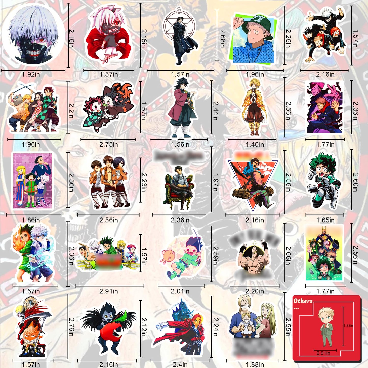 Arme Large Anime Sticker Pack – 600 Pcs, Waterproof Vinyl for Laptops & More