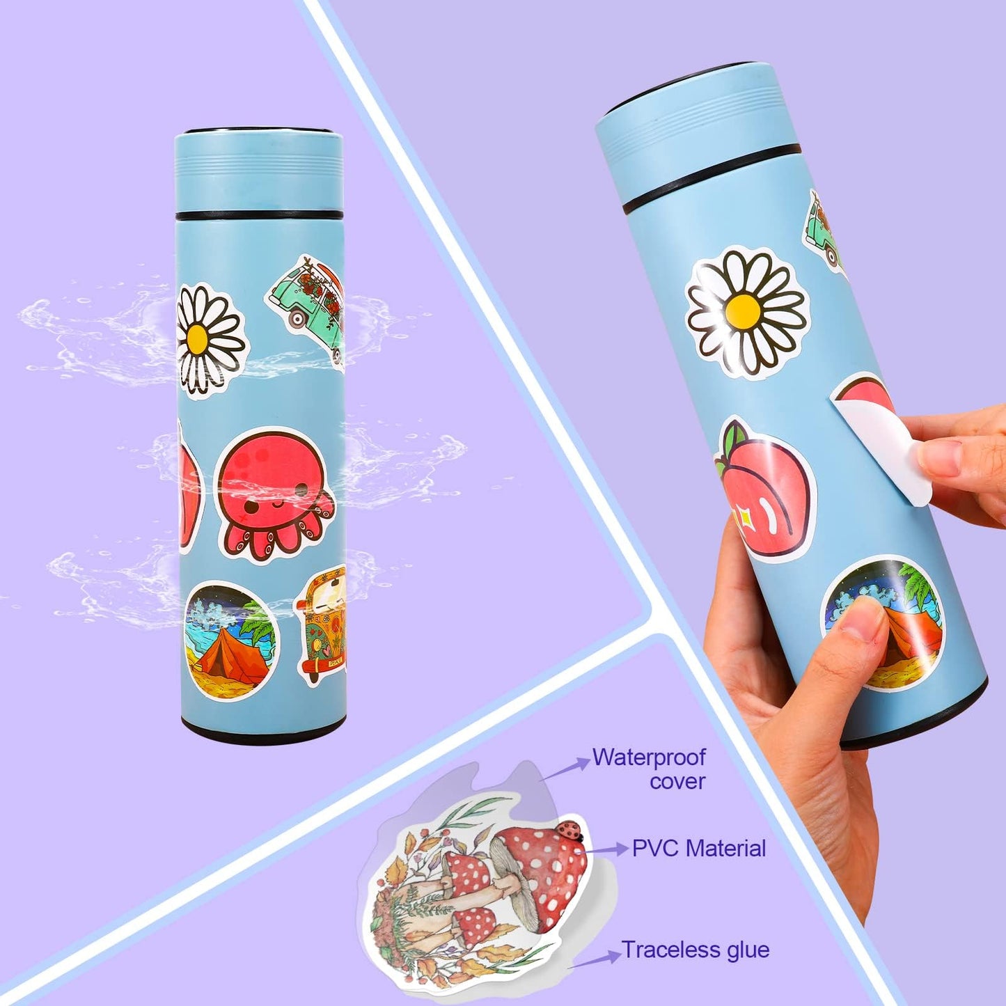 Arme 130Pcs Cute Stickers Pack – Waterproof Vinyl for Water Bottles, Laptops & More