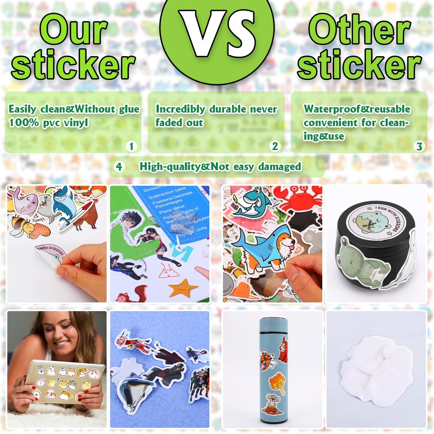 Arme 600Pcs Animal Stickers Pack - Colorful Waterproof Vinyl Stickers for Water Bottles, Laptops & Notebooks
