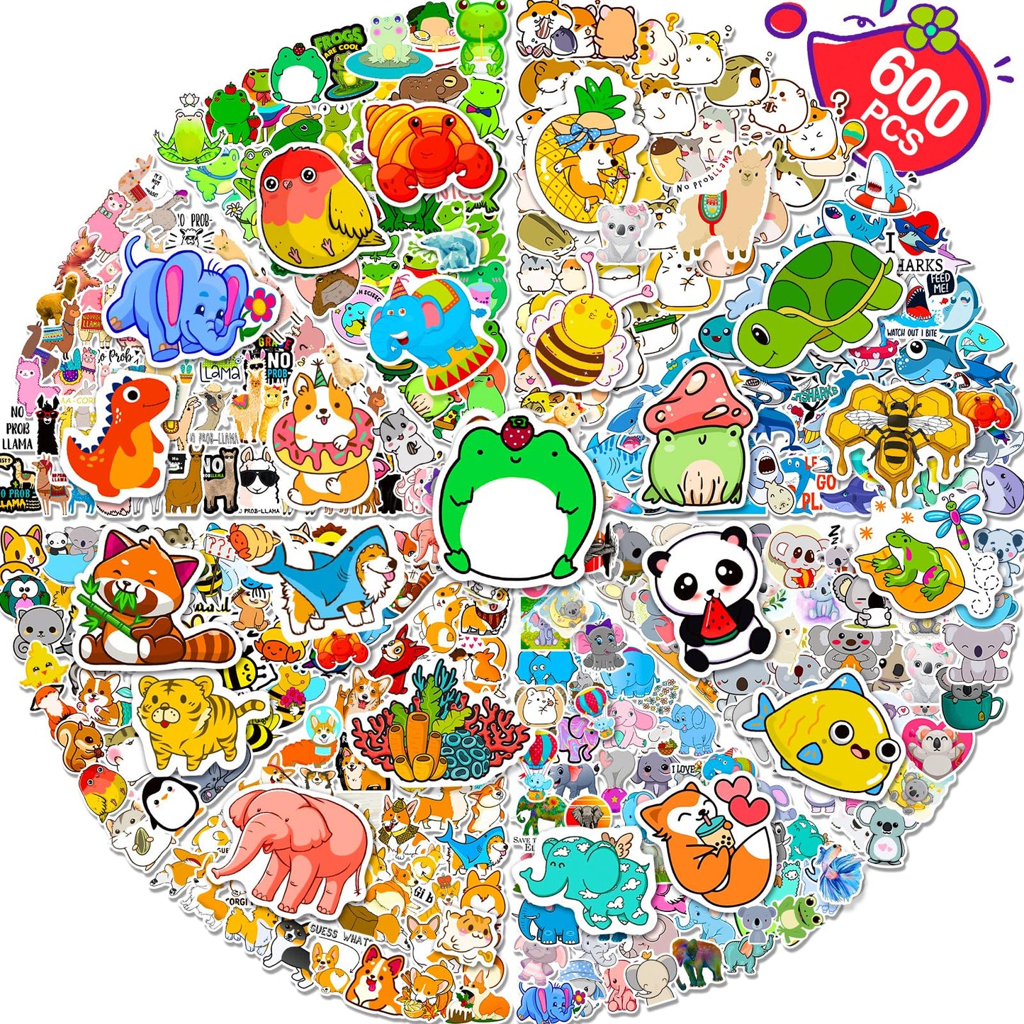 Arme 600Pcs Animal Stickers Pack - Colorful Waterproof Vinyl Stickers for Water Bottles, Laptops & Notebooks