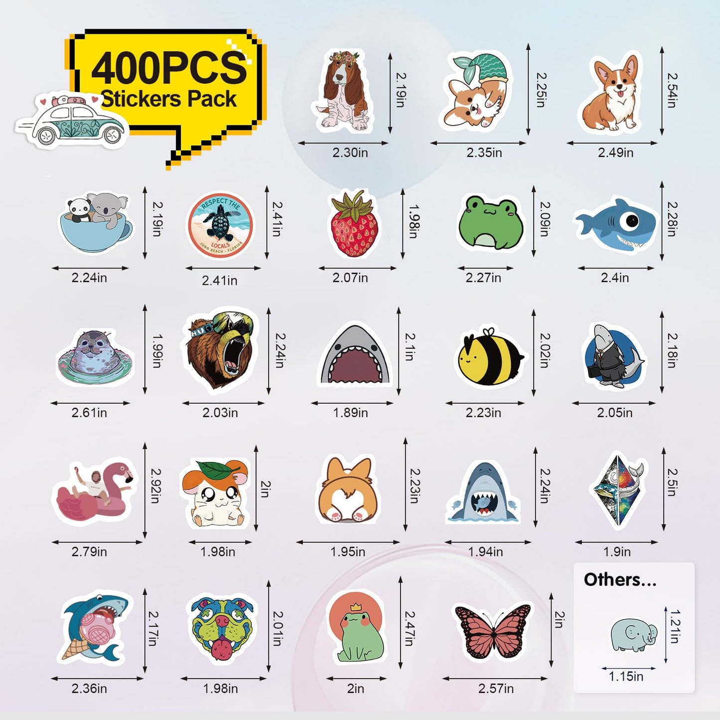 Arme 400Pcs Animal Stickers Pack – Waterproof Vinyl for Kids
