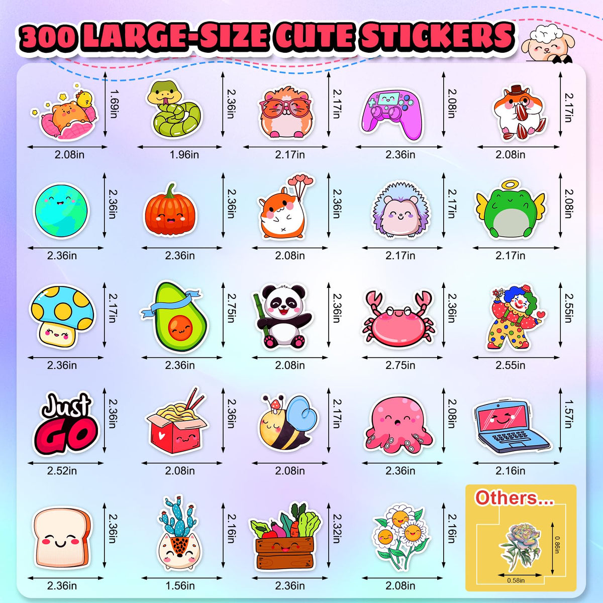 Arme 300Pcs Kids Vinyl Stickers – Easy Peel Kawaii Bulk Pack for Water Bottles, Laptops & Notebooks