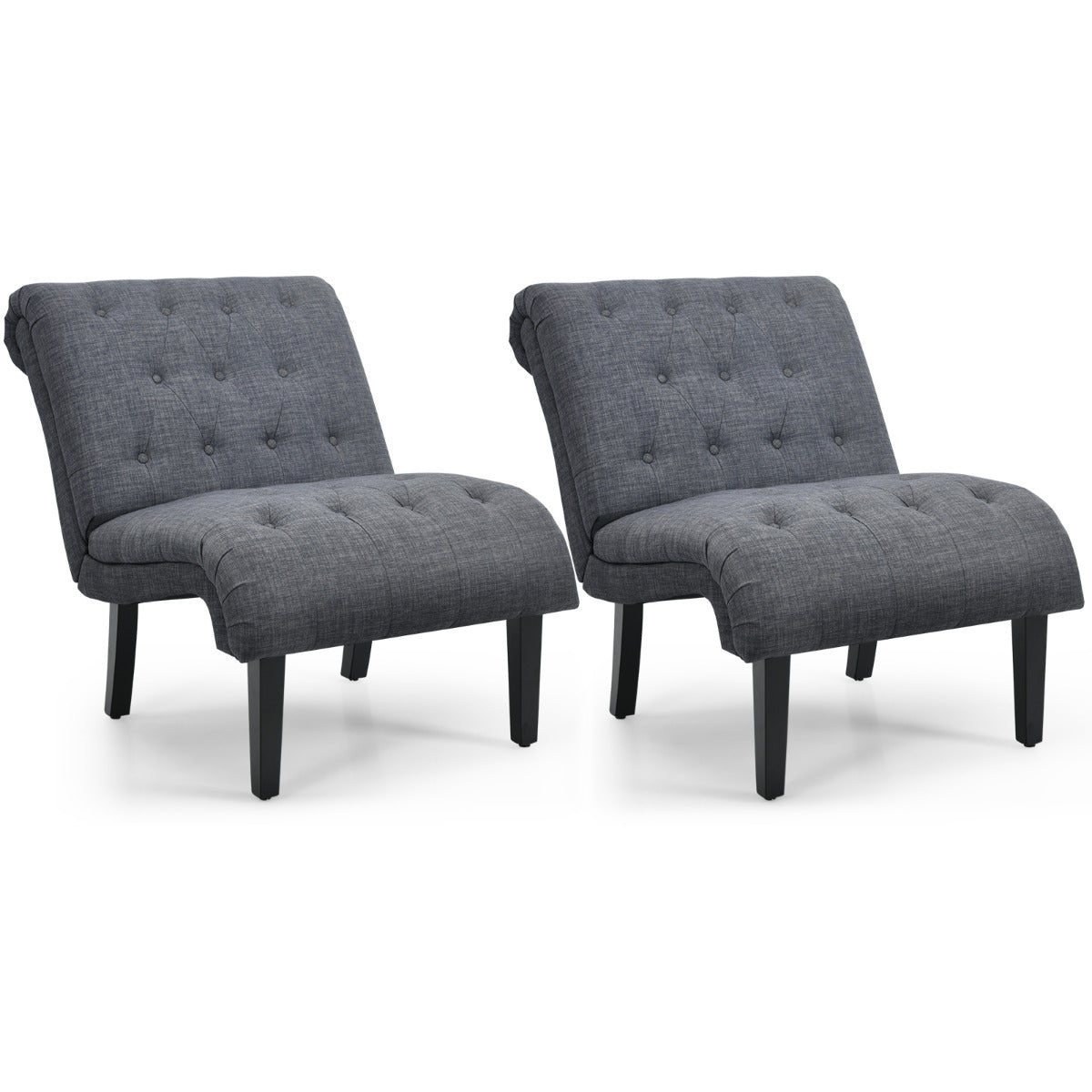 Armless Accent Chair Modern Leisure Chair Set of 2-Beige