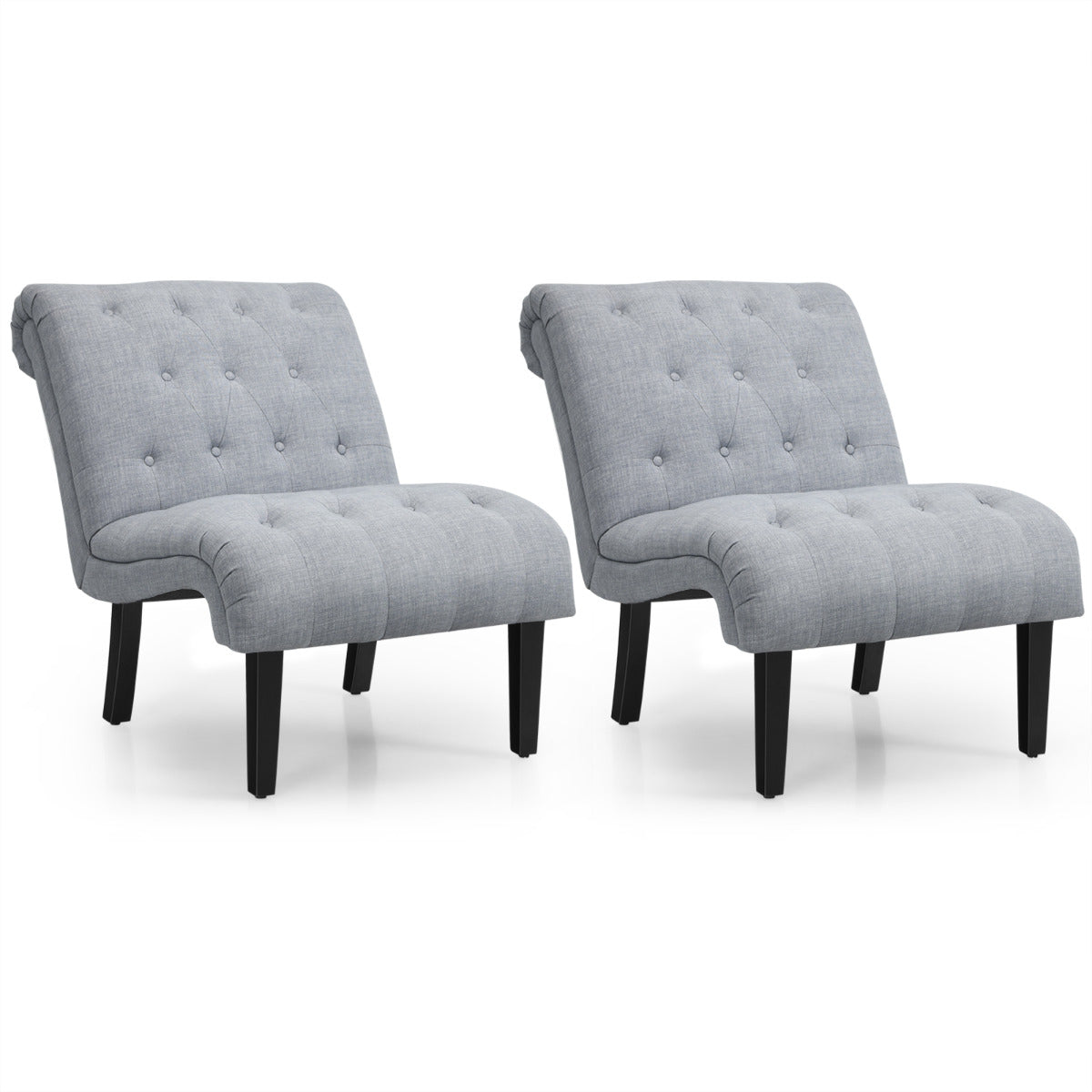 Armless Accent Chair Modern Leisure Chair Set of 2-Beige