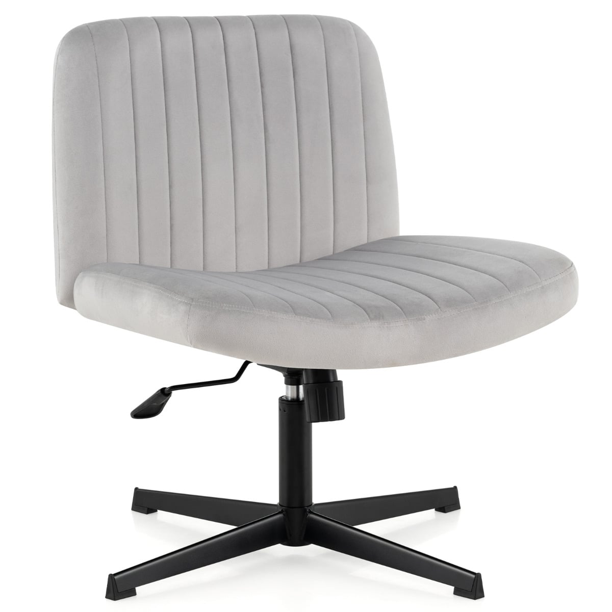 Armless Cross Legged Desk Chair with Wide Seat-Beige