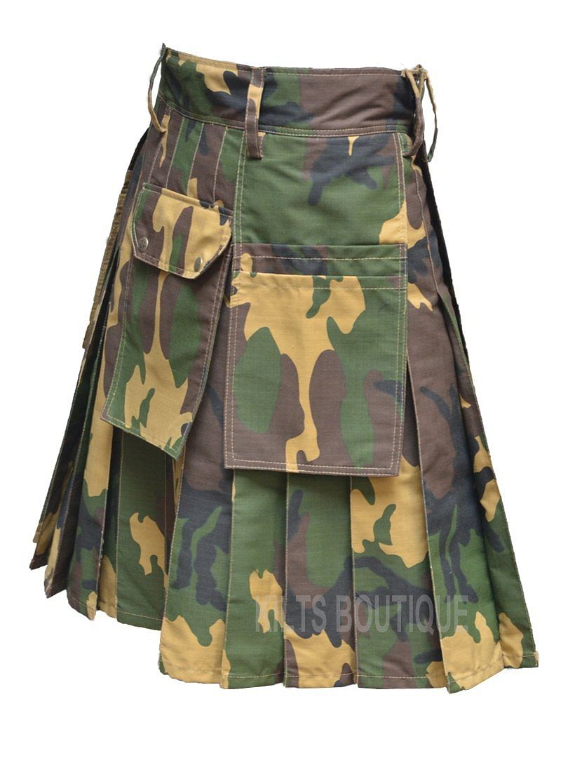 Army Camo Utility Work Wear Kilt Working Men with Pockets &  loops