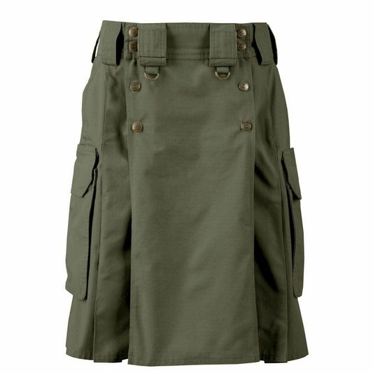 Army Green  Combat Cargo Uniform Battle Utility Kilt Combat Duty Kilt Unique Style