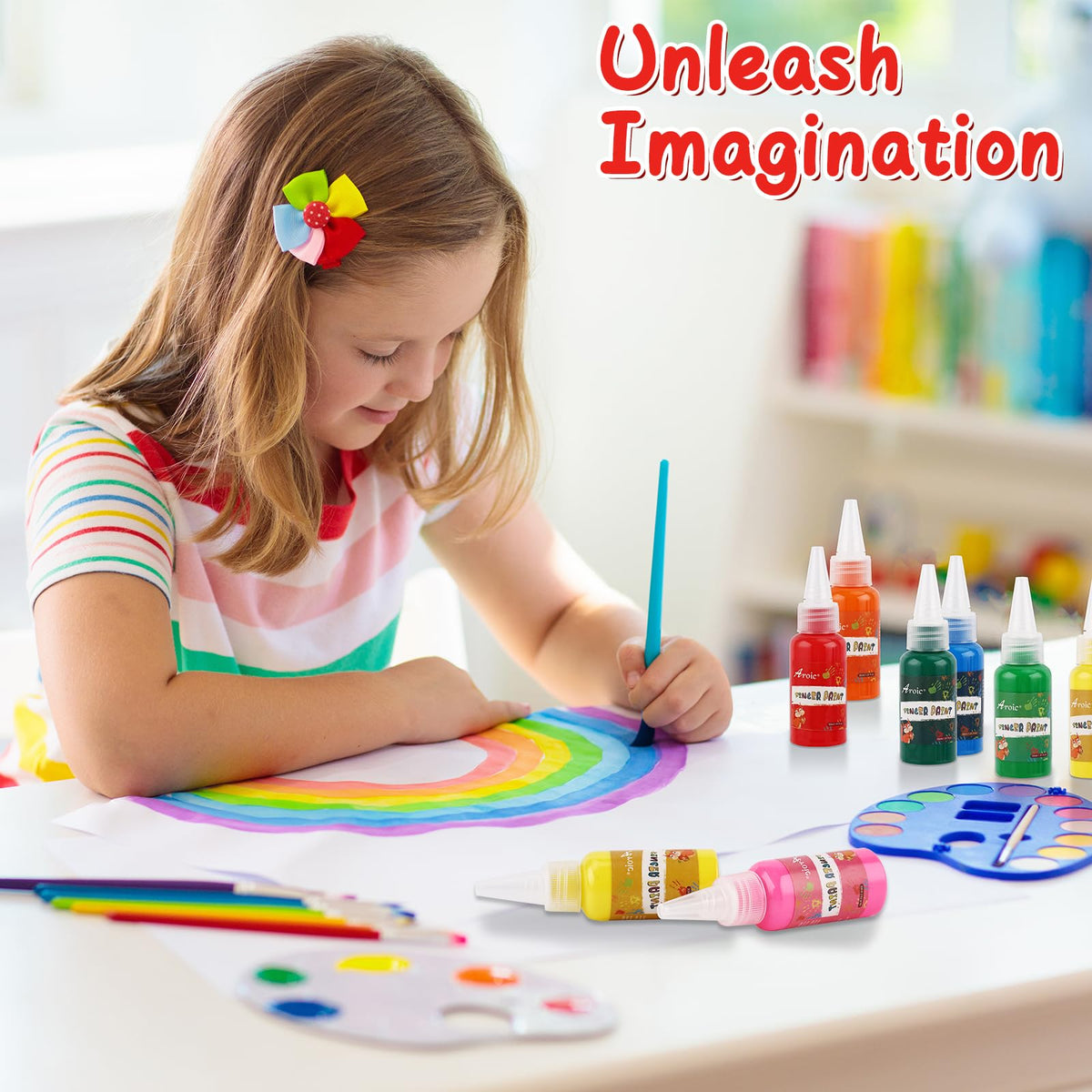 AROIC 12-Color Washable Finger Paint Set – Non-Toxic Kids Art Supplies in Gift Box