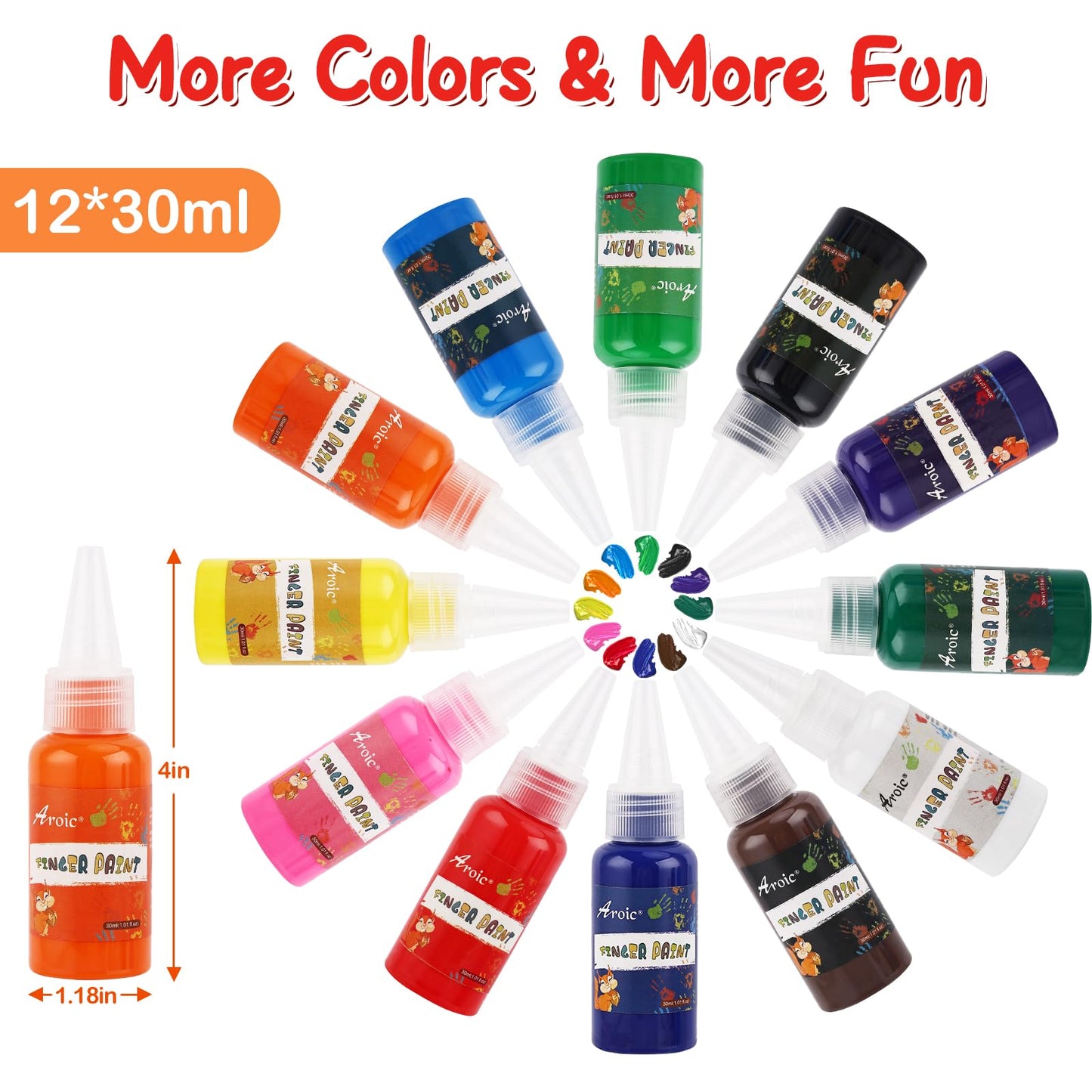 AROIC 12-Color Washable Finger Paint Set – Non-Toxic Kids Art Supplies in Gift Box