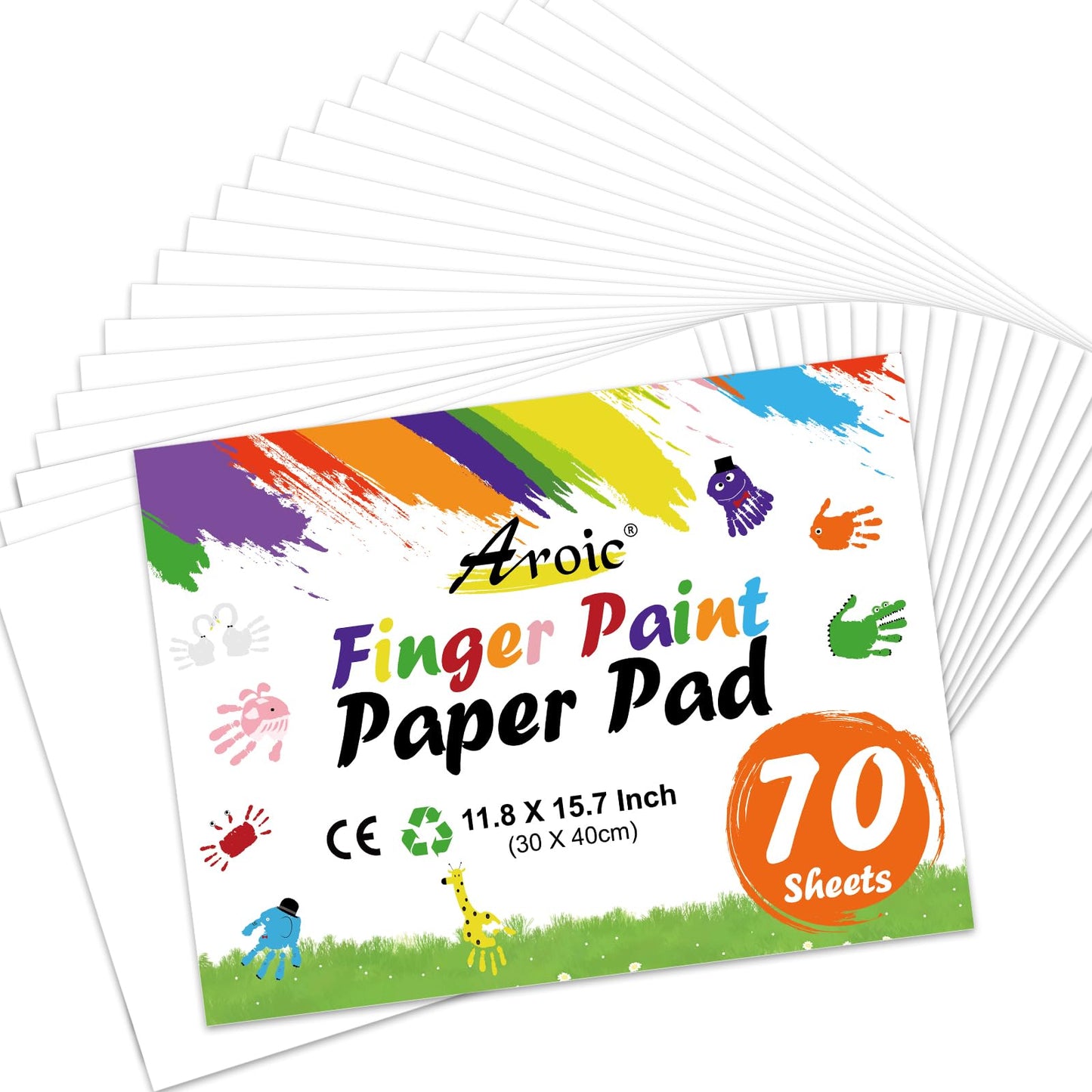 AROIC 70 Sheets Finger Paint Paper – 11.8 x 15.7 in, Non-Toxic, Versatile for Kids & Toddlers