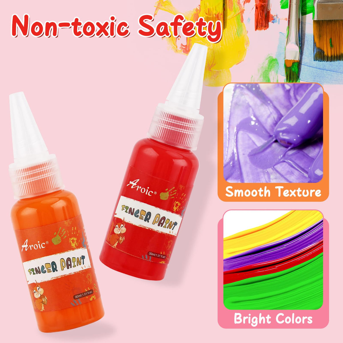 AROIC 12-Color Washable Finger Paint Set – Non-Toxic Kids Art Supplies in Gift Box