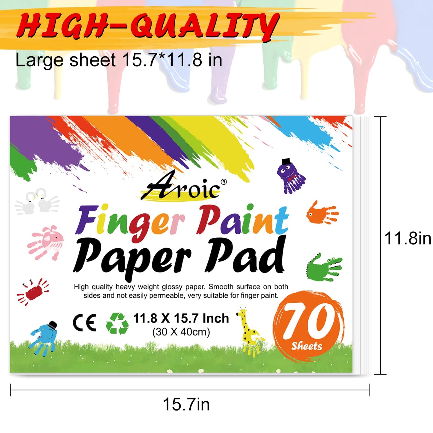 AROIC 70 Sheets Finger Paint Paper – 11.8 x 15.7 in, Non-Toxic, Versatile for Kids & Toddlers