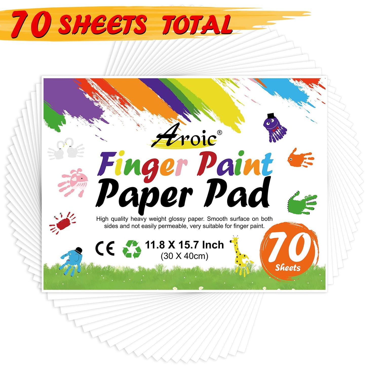 AROIC 70 Sheets Finger Paint Paper – 11.8 x 15.7 in, Non-Toxic, Versatile for Kids & Toddlers