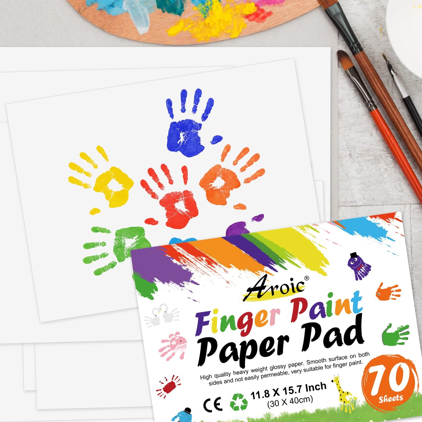 AROIC 70 Sheets Finger Paint Paper – 11.8 x 15.7 in, Non-Toxic, Versatile for Kids & Toddlers