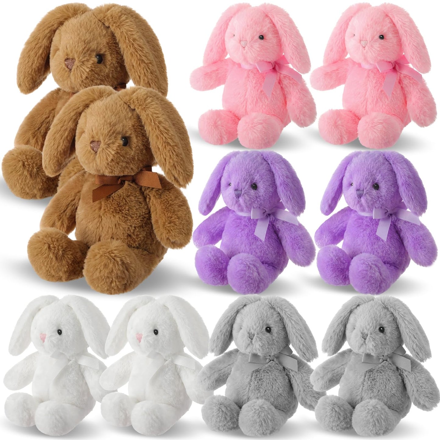 Arrowbash 10-Pack 12-Inch Plush Easter Bunnies — Soft Colorful Gift Set