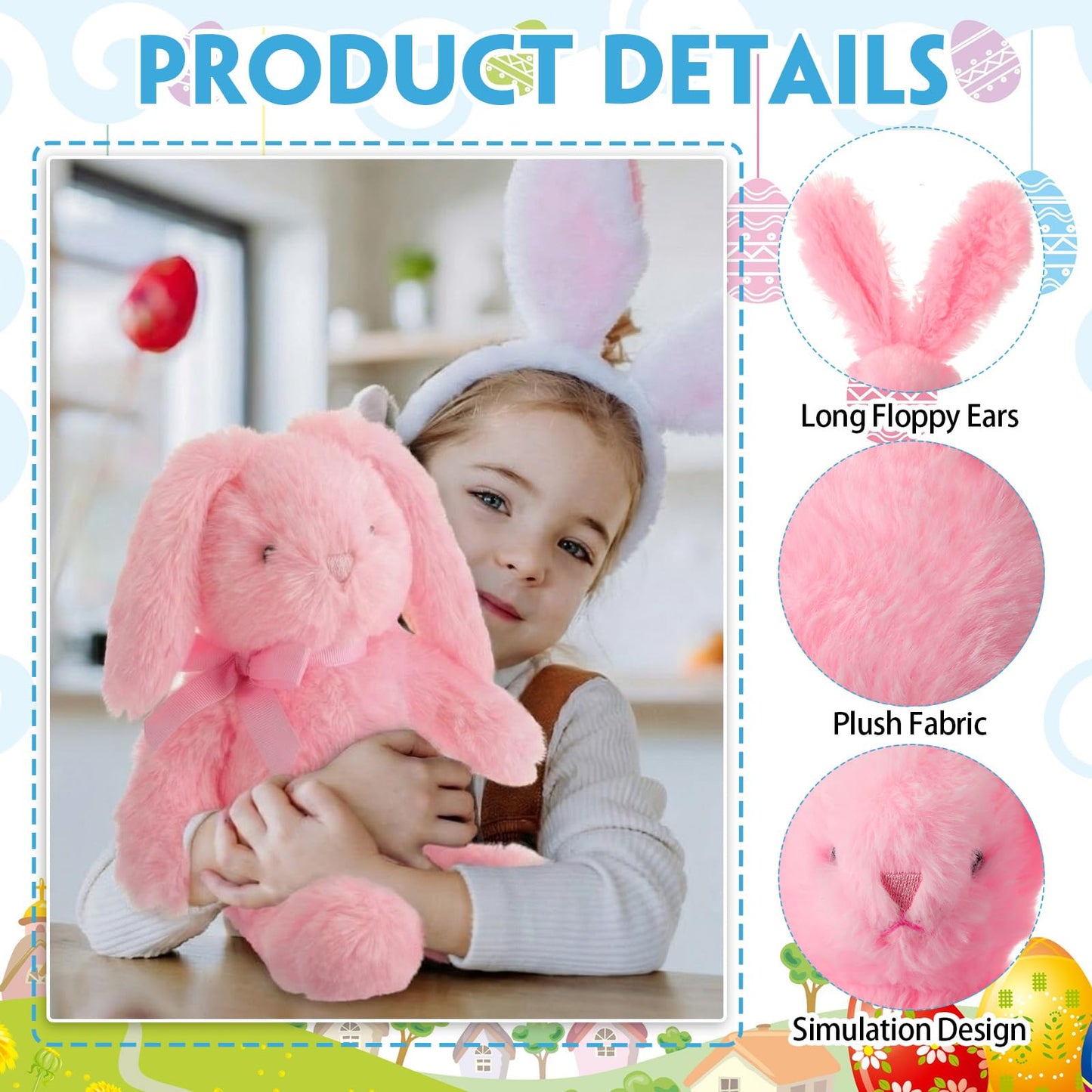 Arrowbash 10-Pack 12-Inch Plush Easter Bunnies — Soft Colorful Gift Set
