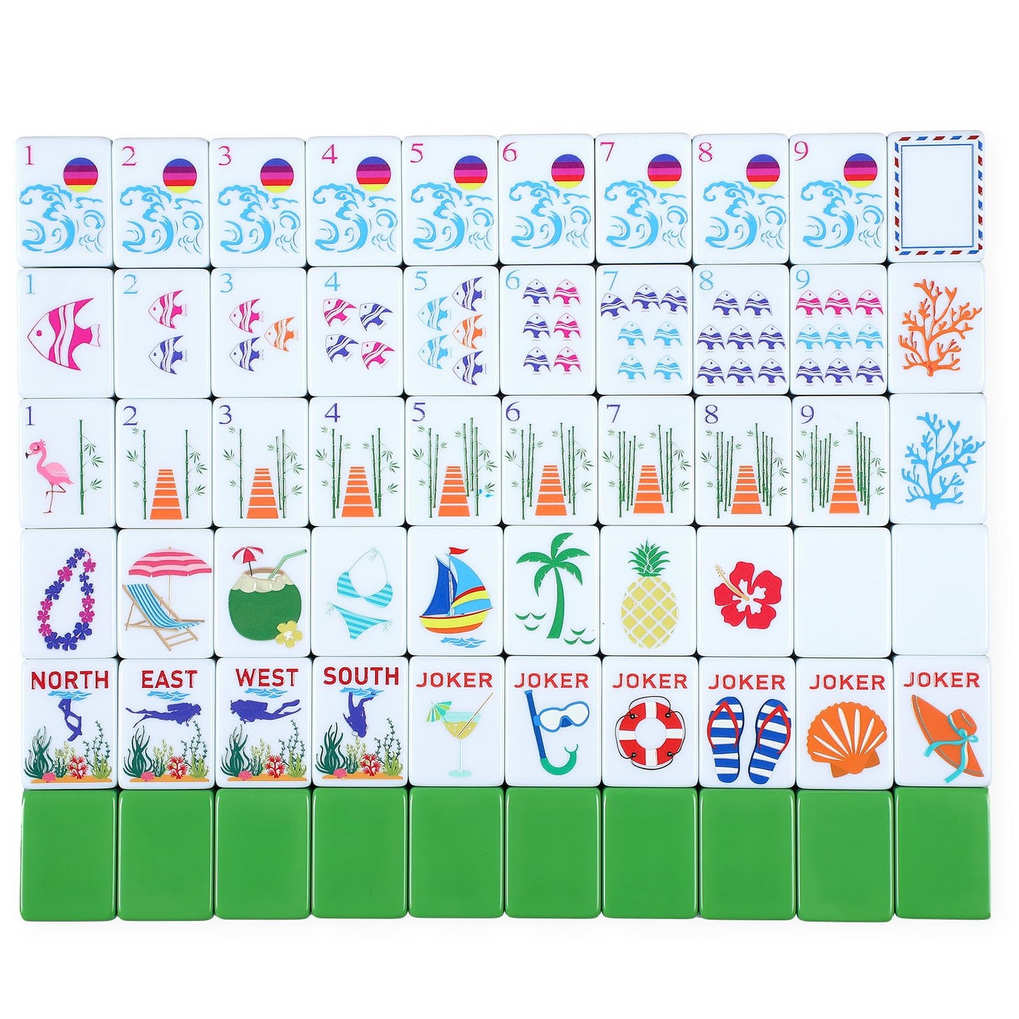 Arrowbash 160-Piece American Mahjong Set — Summer Theme, Hand-Engraved Tiles