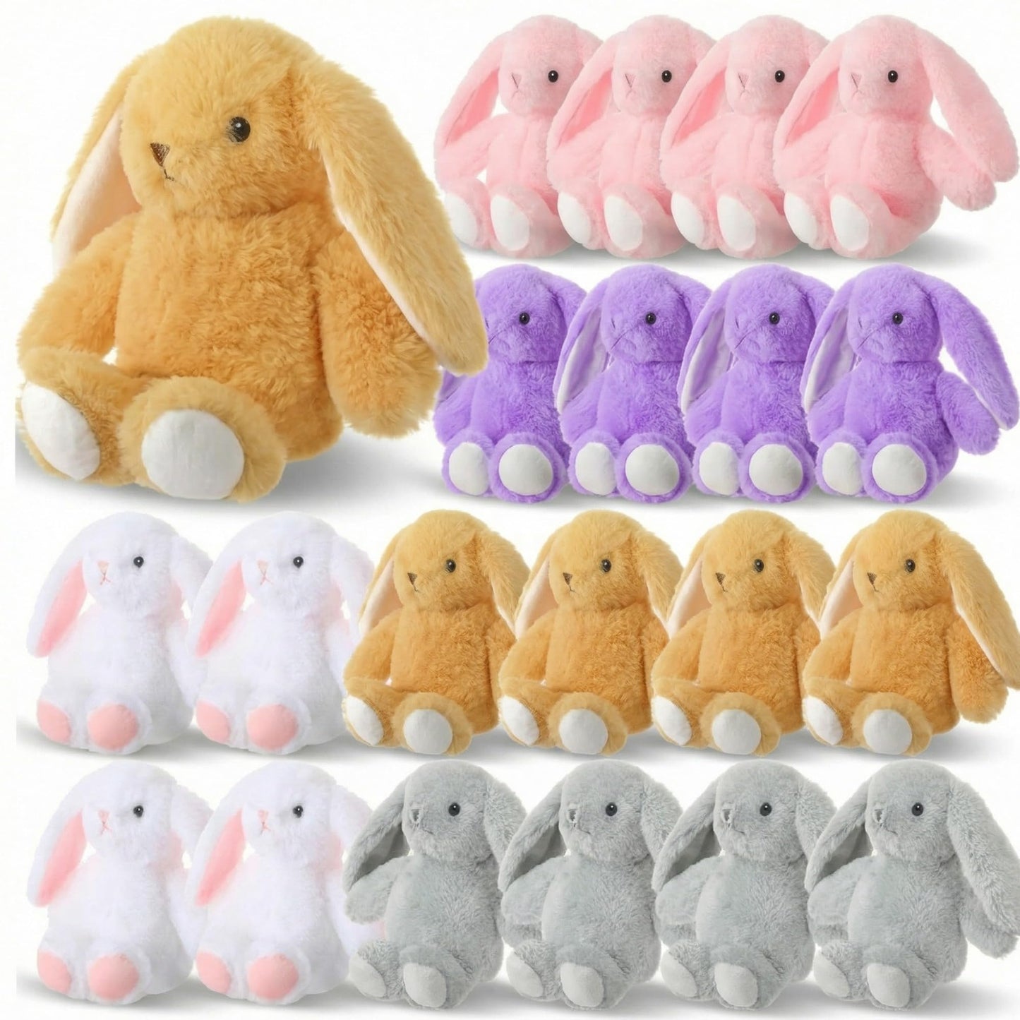 Arrowbash 20-Pcs 13.5-Inch Plush Easter Bunny Set in 5 Colors | Cute Stuffed Rabbits
