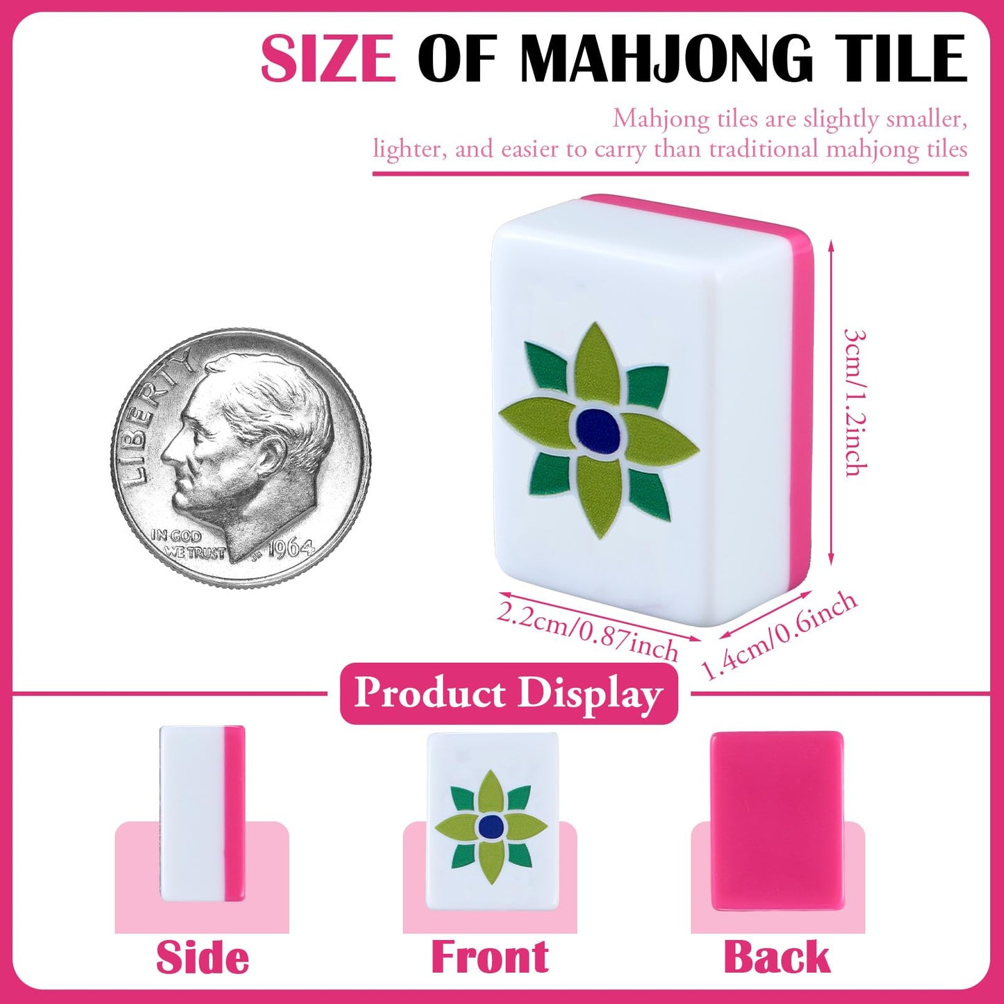 Arrowbash American Mahjong Set — 160 Tiles, 1.2-Inch Hand Carved Pattern, Rose Red