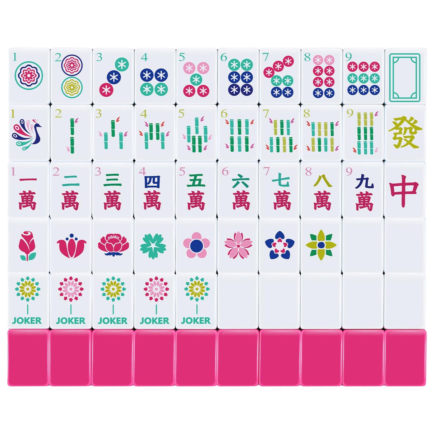 Arrowbash American Mahjong Set — 160 Tiles, 1.2-Inch Hand Carved Pattern, Rose Red