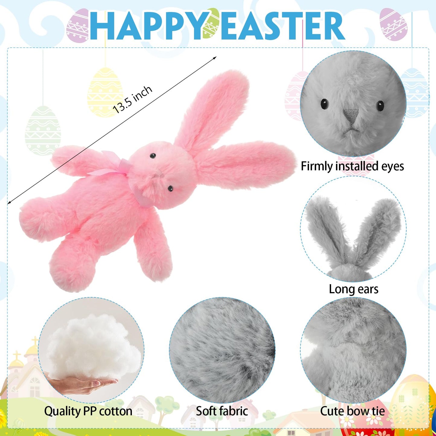 Arrowbash 10-Pack 12-Inch Plush Easter Bunnies — Soft Colorful Gift Set
