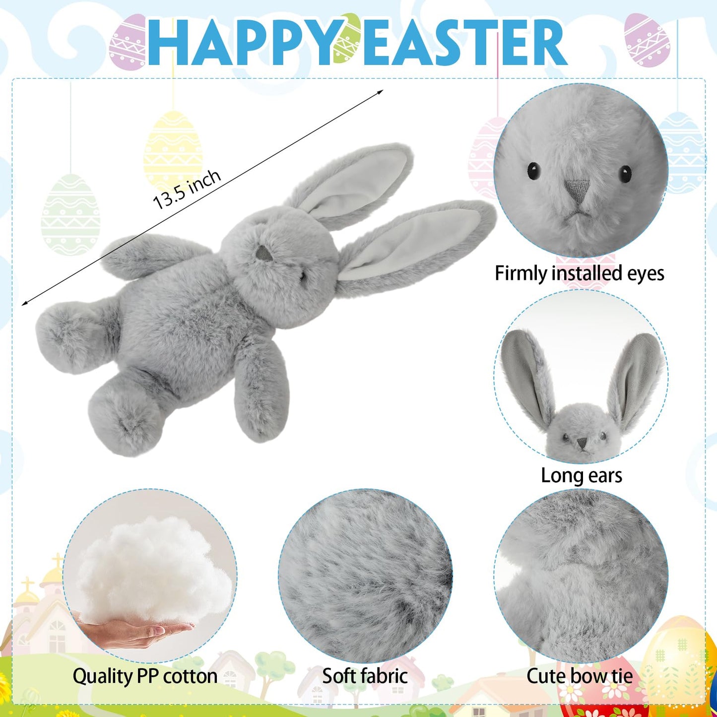 Arrowbash 20-Pcs 13.5-Inch Plush Easter Bunny Set in 5 Colors | Cute Stuffed Rabbits