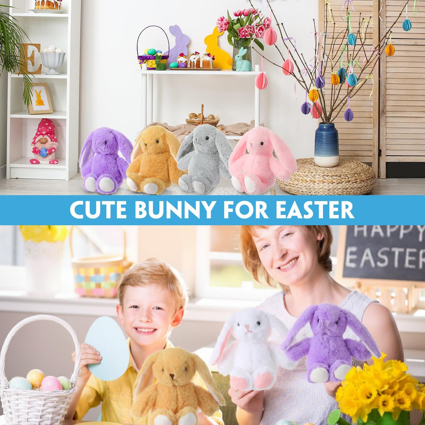 Arrowbash 20-Pcs 13.5-Inch Plush Easter Bunny Set in 5 Colors | Cute Stuffed Rabbits