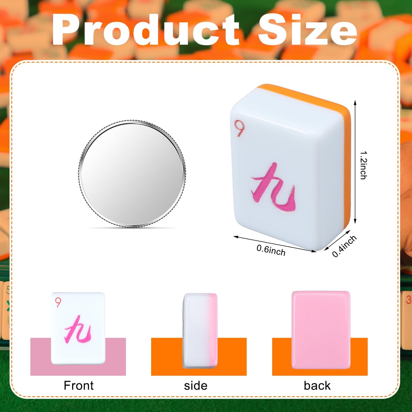 Arrowbash Floral American Mahjong Set — 160 Pcs, 1.2-Inch Melamine Tiles, Orange Back
