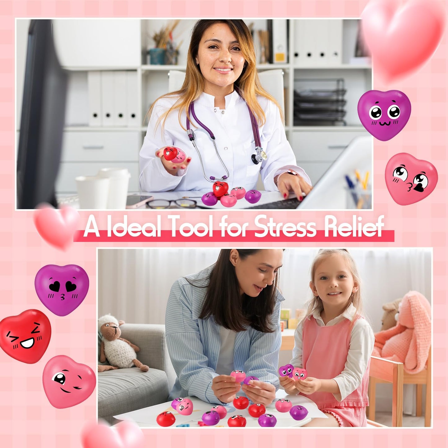 Arrowbash 150 Pcs Valentine Heart Stress Balls – 1.5-Inch Fidget Toys for Parties & Gifts