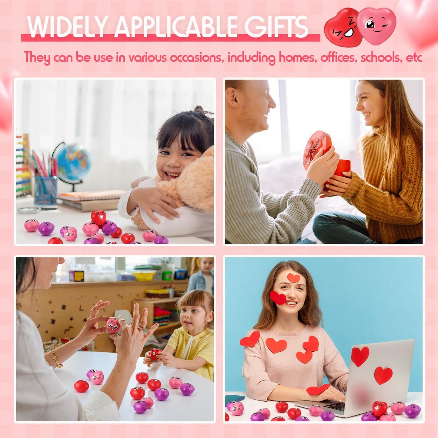 Arrowbash 150 Pcs Valentine Heart Stress Balls – 1.5-Inch Fidget Toys for Parties & Gifts