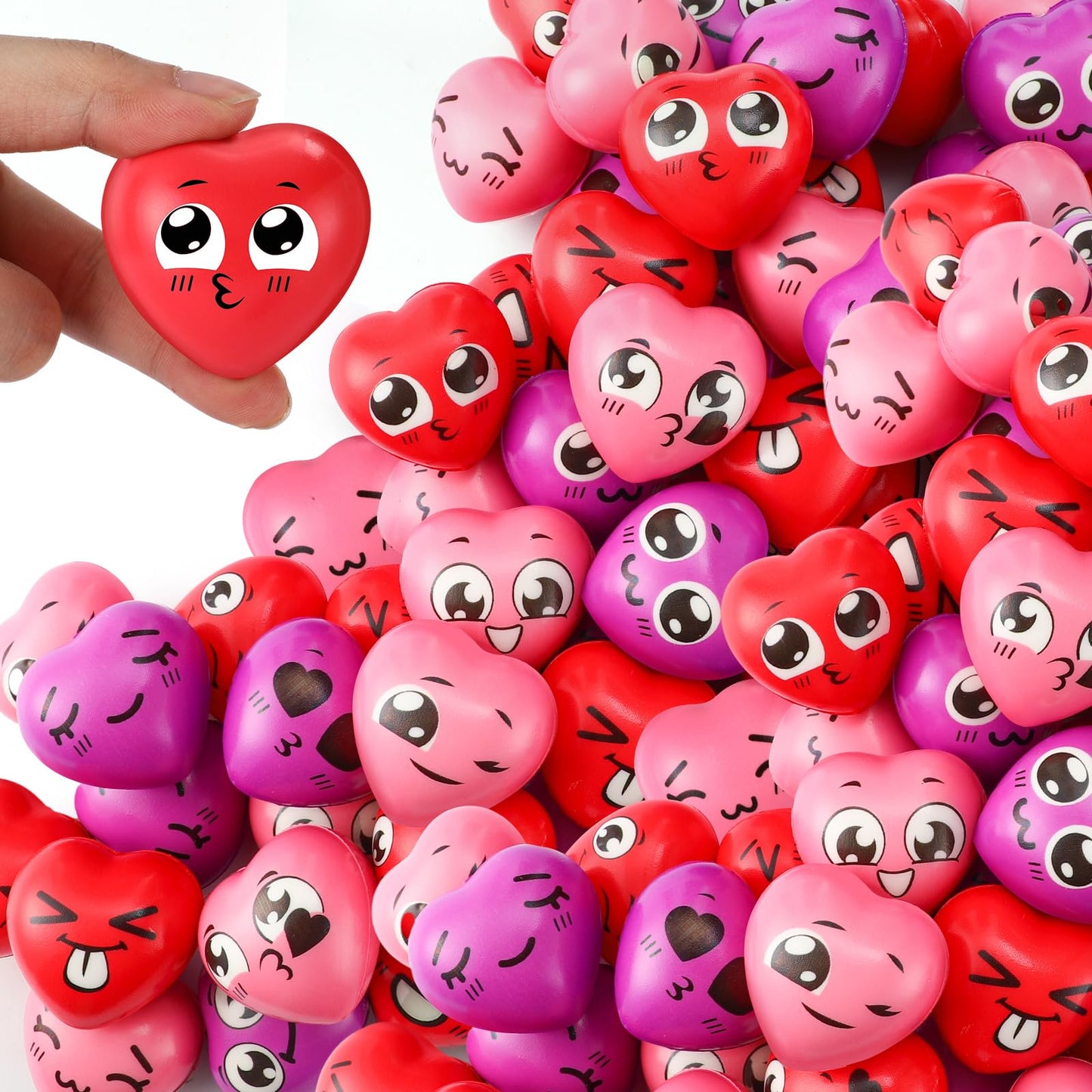 Arrowbash 150 Pcs Valentine Heart Stress Balls – 1.5-Inch Fidget Toys for Parties & Gifts