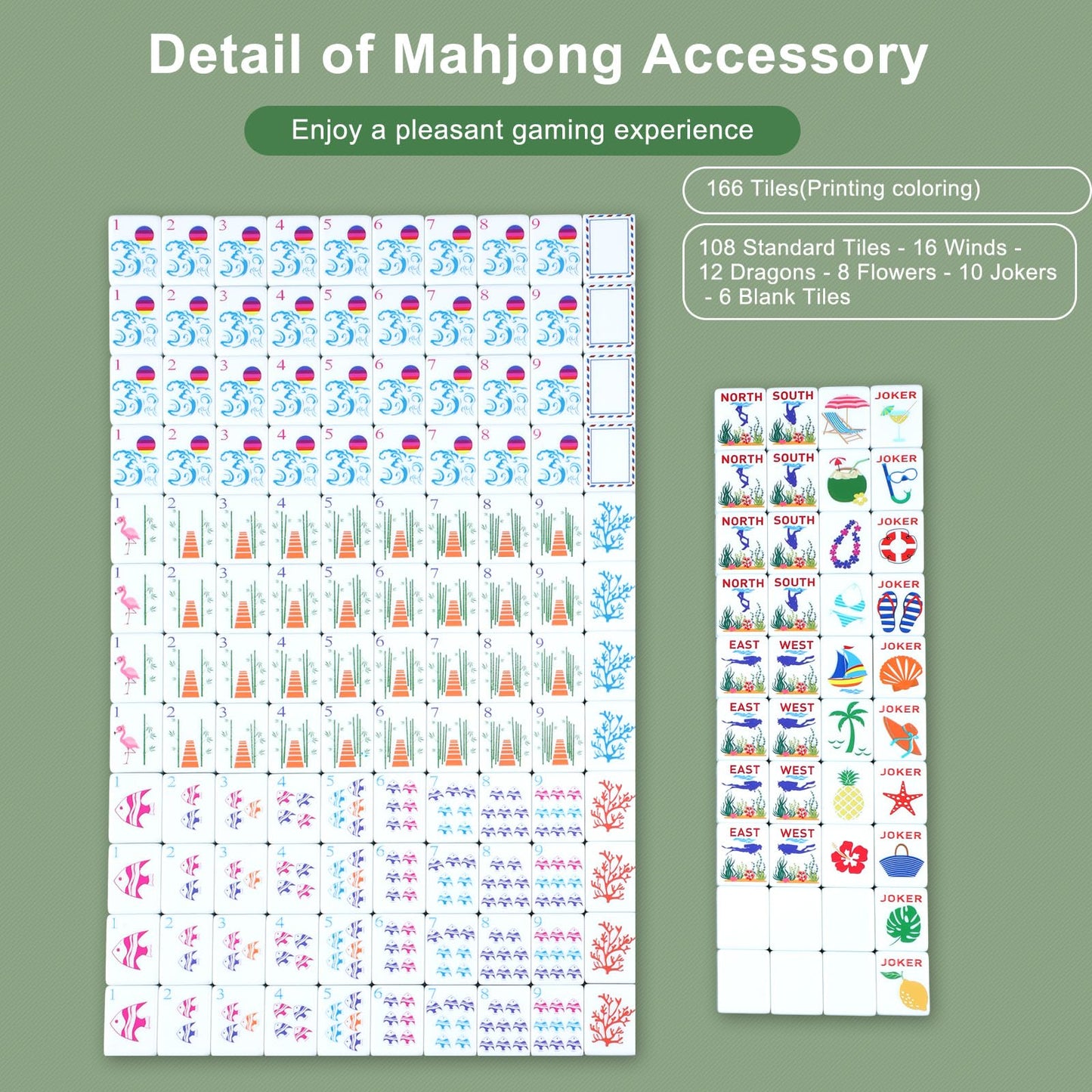 Arrowbash 160-Piece American Mahjong Set — Summer Theme, Hand-Engraved Tiles