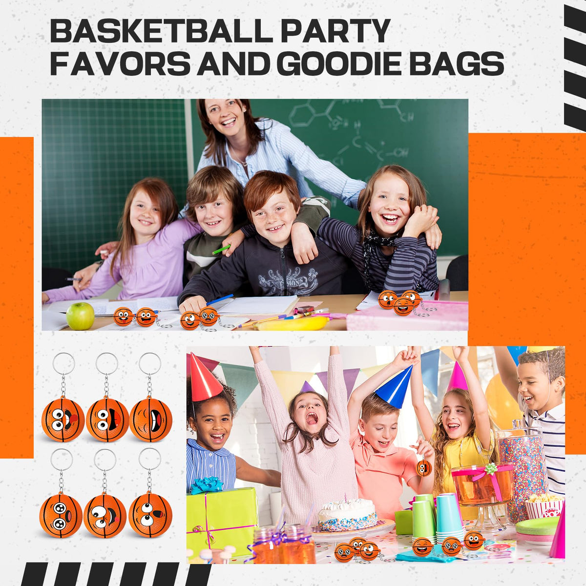 Arrowbash 12-Piece Mini Basketball Stress Ball Keychain – Squeeze Toy Gift