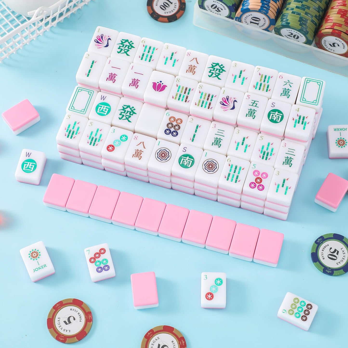 Arrowbash American Mahjong Set - 160 Tiles - 1.2-inch Hand-Carved Pattern