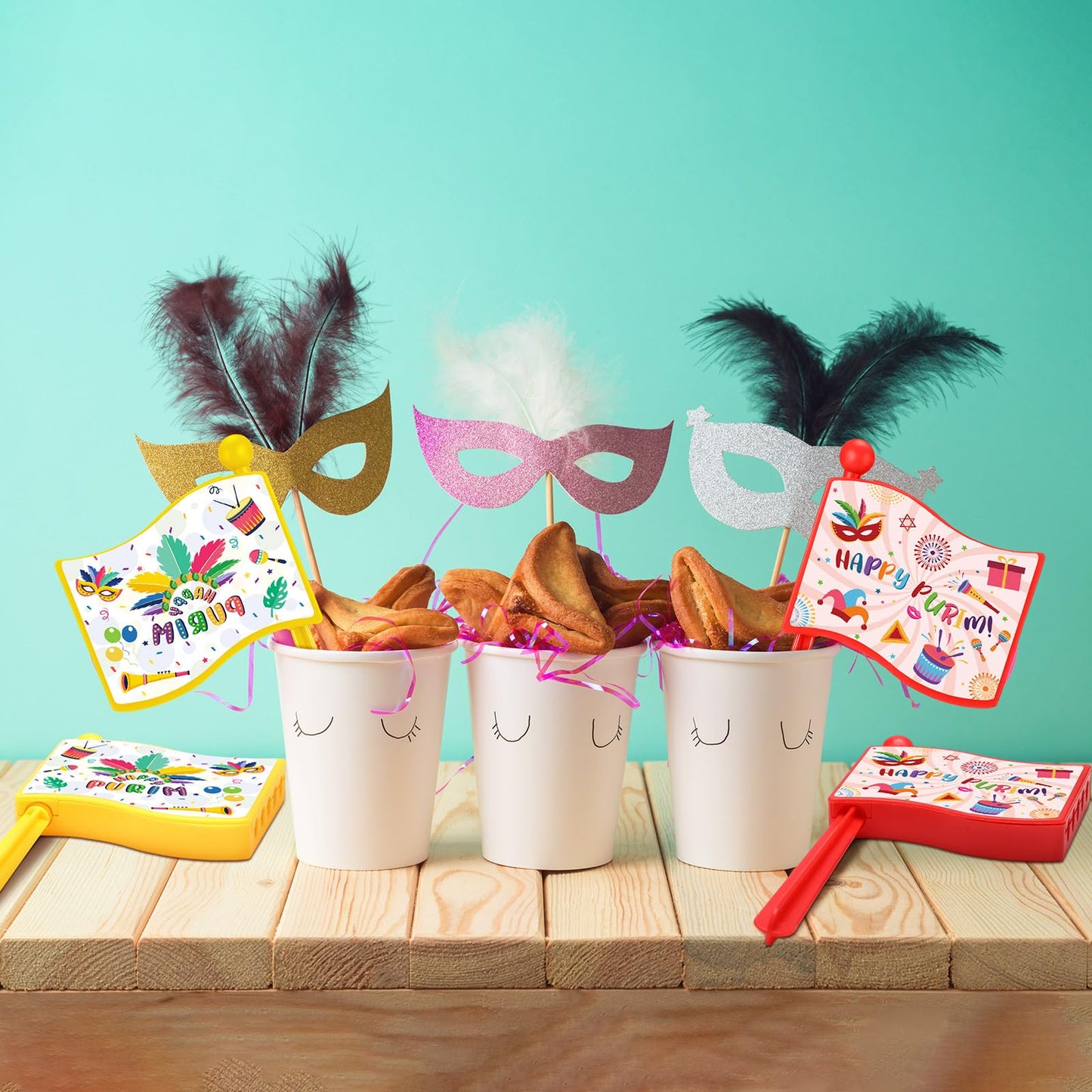 Arrowbash Purim Graggers Bulk – 12 Colorful Noisemakers for Festive Celebrations