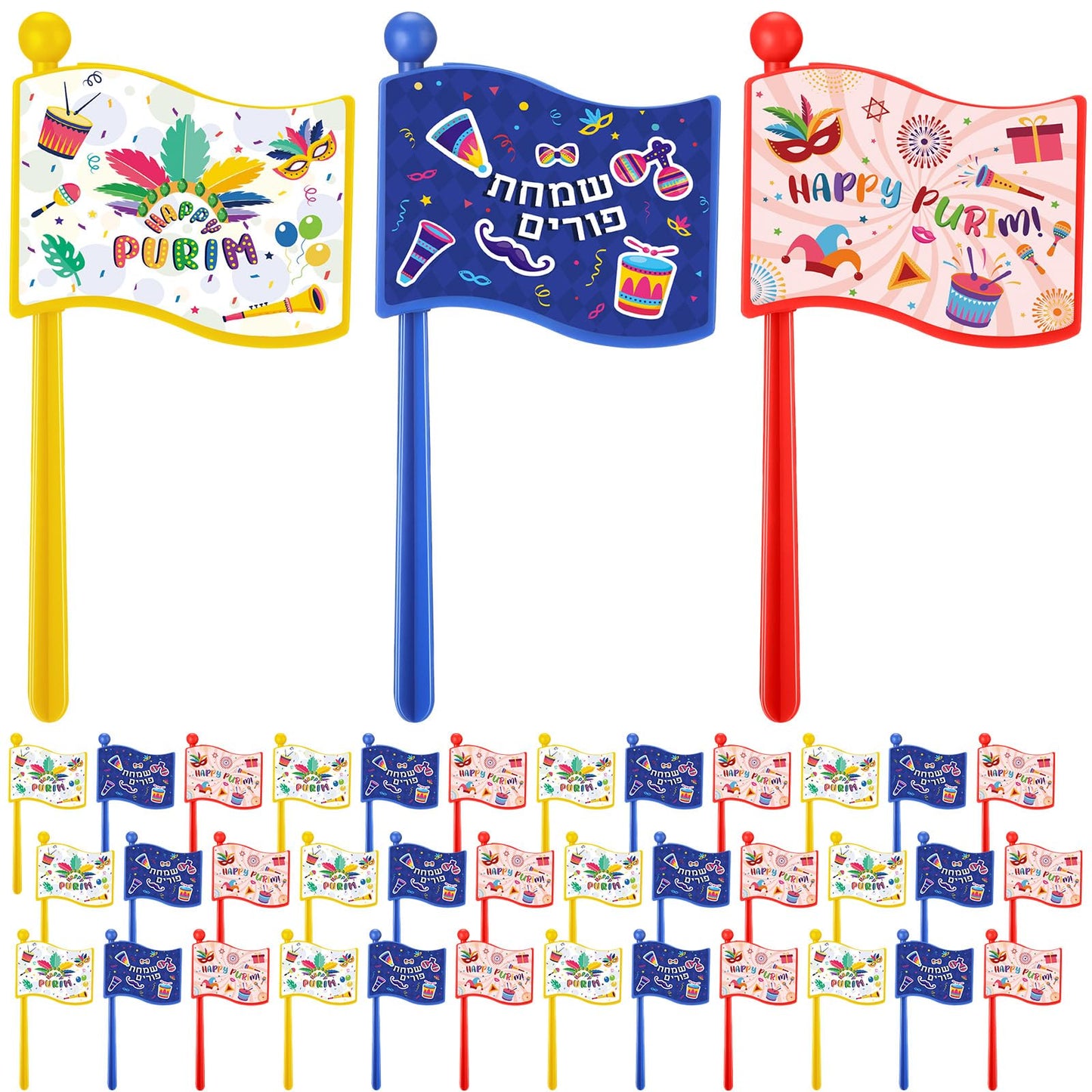 Arrowbash Purim Graggers Bulk – 12 Colorful Noisemakers for Festive Celebrations