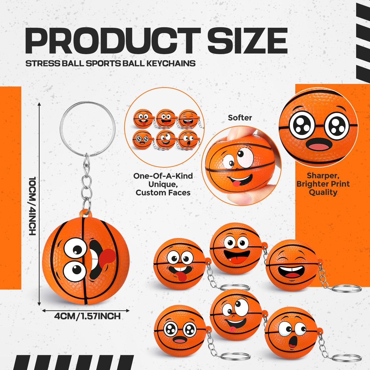 Arrowbash 12-Piece Mini Basketball Stress Ball Keychain – Squeeze Toy Gift