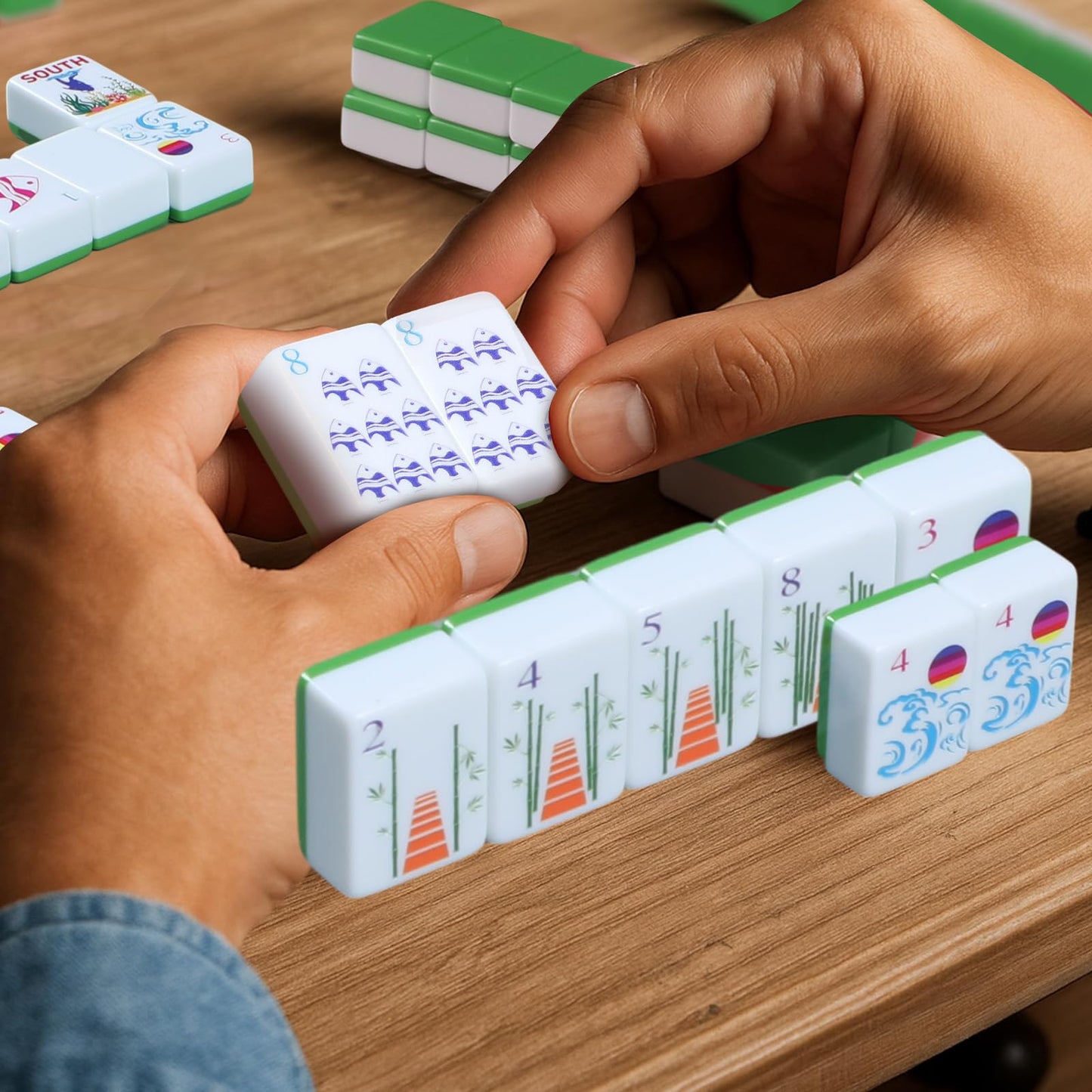 Arrowbash 160-Piece American Mahjong Set — Summer Theme, Hand-Engraved Tiles