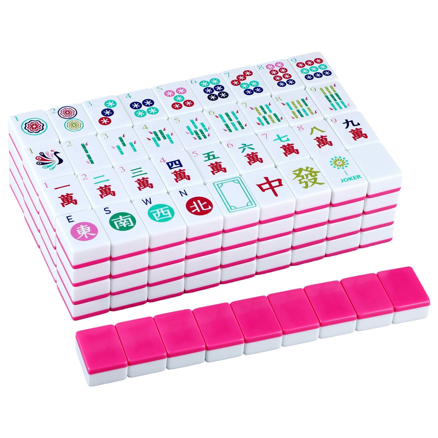 Arrowbash American Mahjong Set — 160 Tiles, 1.2-Inch Hand Carved Pattern, Rose Red
