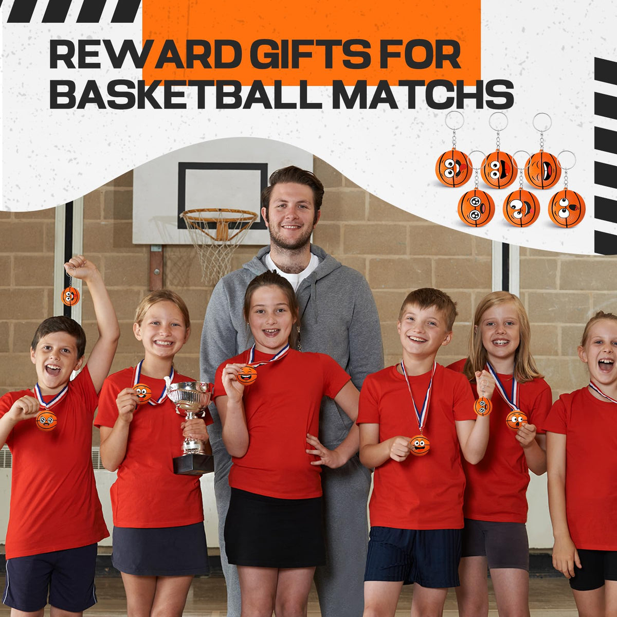 Arrowbash 12-Piece Mini Basketball Stress Ball Keychain – Squeeze Toy Gift